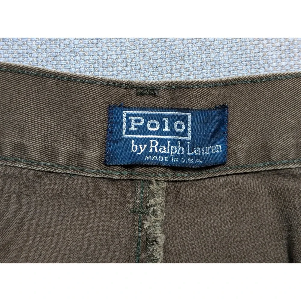 Polo Ralph Lauren Chino Mens Pants olive green 36x34 USA VTG Twill Relaxed